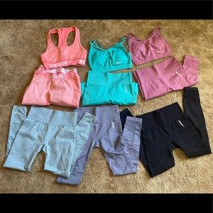 Gymshark Seamless Energy LOT — 6 leggings and 3 bras - Size XS